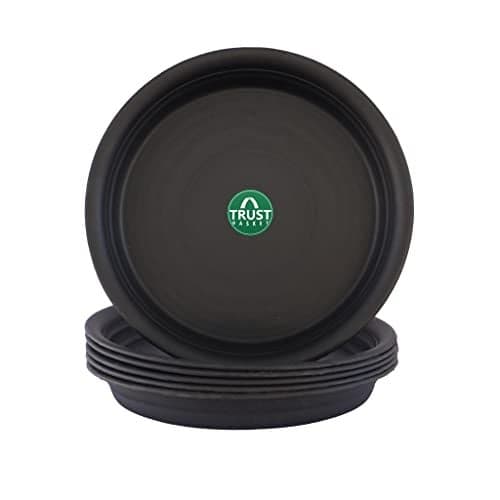 TrustBasket UV Treated 5.3 inch Round Bottom Tray Plate/Saucer for 8-inch Round Plastic Pot(Black Color,Set of 6) | Heavy Duty Highly Durable Pot saucerGamla for Indoor & Outdoor Balcony Garden