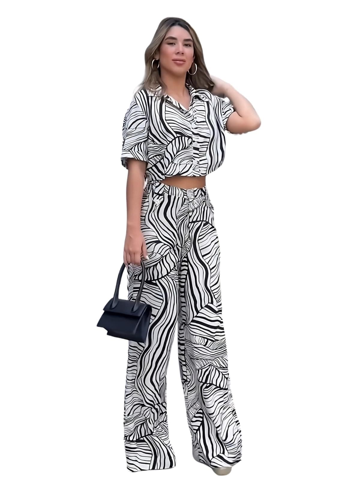 Leriya Fashion Women Casual Cropped Length W.Co Ord Set Black 2XL