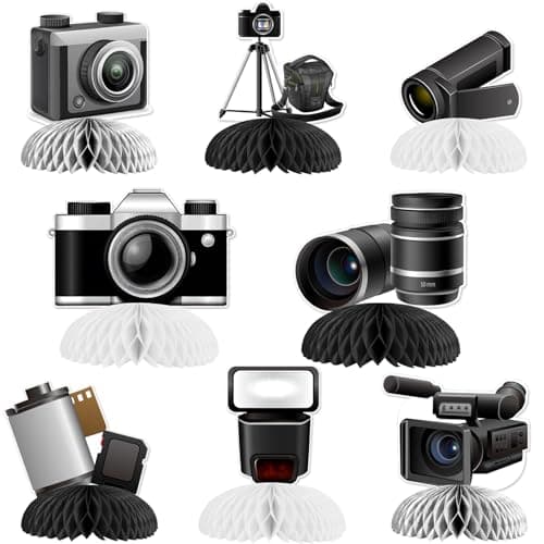 SHADOAMP Photographer Party Decorations 8pcs Photography Theme Honeycomb Centerpiece Movie Night Theme Party Table Decorations for Photography Enthusiast Theme Birthday Party Supplies