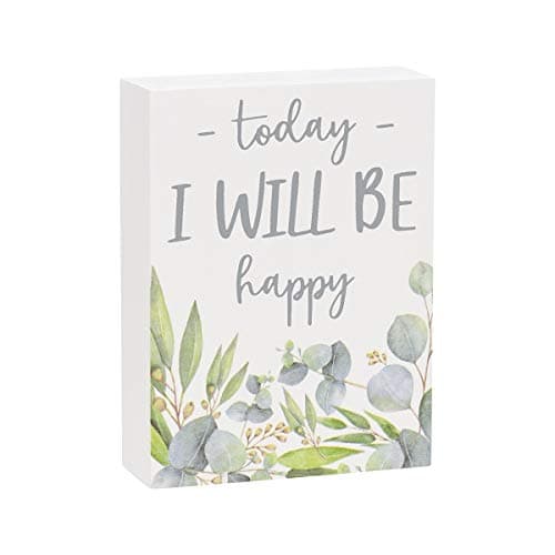Collins Painting Inspirational Mini Wood Block Sign, 4" (Today I Will Be Happy)