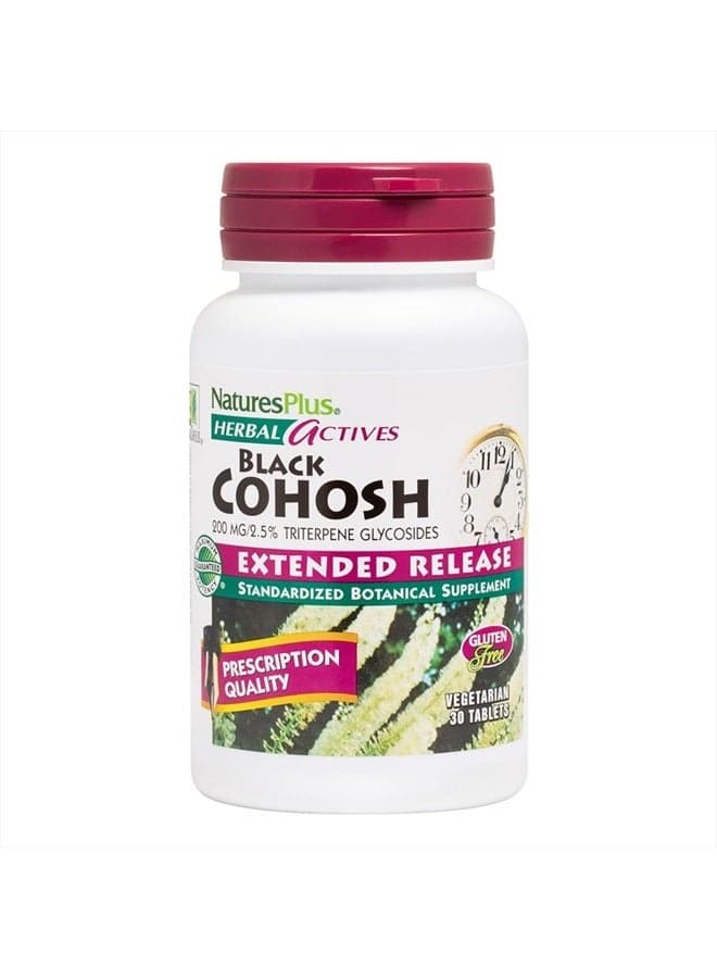 Herbal Actives Black Cohosh - 200 mg, 30 Vegan Tablets - Natural Menopause Relief Supplement, Helps with PMS, Hot Flashes - Hypoallergenic, Vegetarian, Gluten-Free - 30 Servings