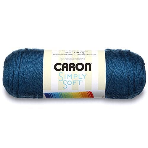 Caron H970039759 Simply Soft Solids Yarn 4 Medium Gauge 100 Acrylic 6 oz Blue Machine Wash Dry