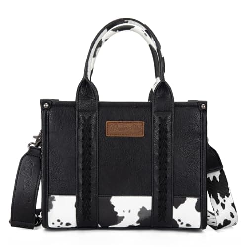 Wrangler Purse for Women Medium Tote Bag Handbags Top-Handle Handbags Cow Print Western