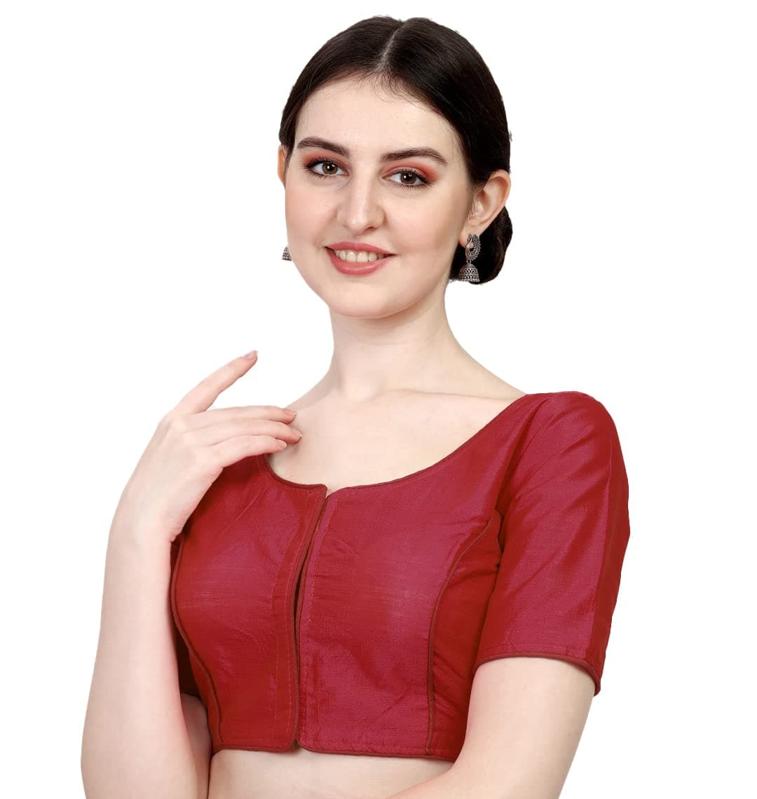 Pujia Mills Women's Soft Silk Multicolor 3/4 Sleeves Readymade Saree Blouse
