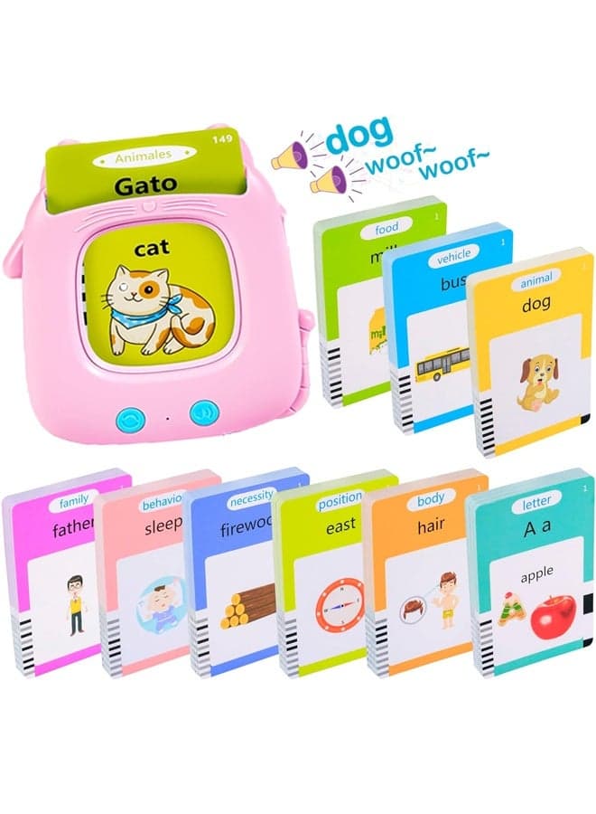 Toddler Talking Flash Cards - Montessori Educational Bilingual (Arabic & English) Toy for 1-6 Year Old Boys & Girls, Sound-Activated Learning Cards for Speech Development & Vocabulary Building, Sensory Toy for Kids with Autism, Birthday Gift for Toddlers 1-3
