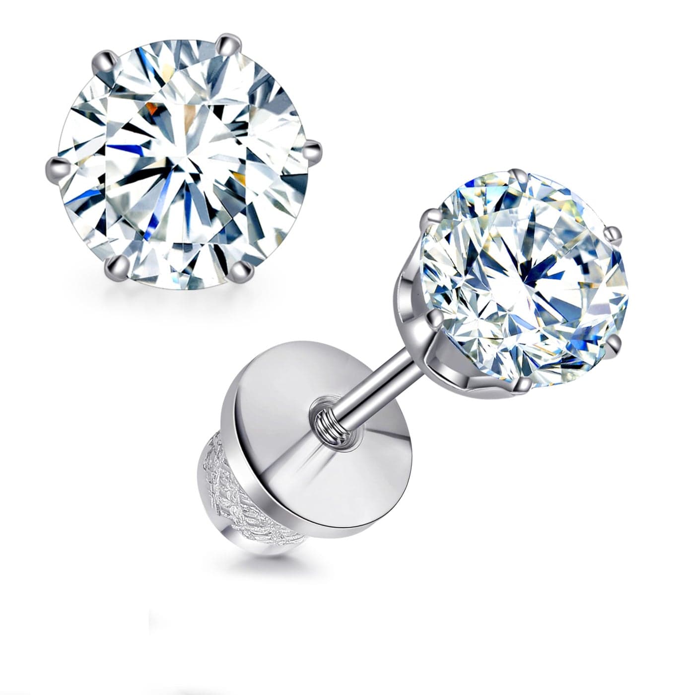Limerencia Moissanite Stud Earrings G23 Titanium Hypoallergenic Screw Back Moissanite Earrings D Color VVS1 Clarity Jewelry Gifts for Women Men 02CT16CTWhite Golden6mm