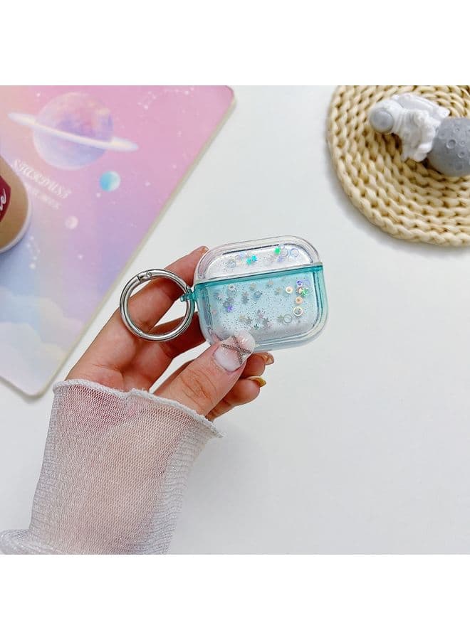 Case Cover For AirPods Pro Transparent Glitter Bluetooth Earphone Protective Case Sky Blue