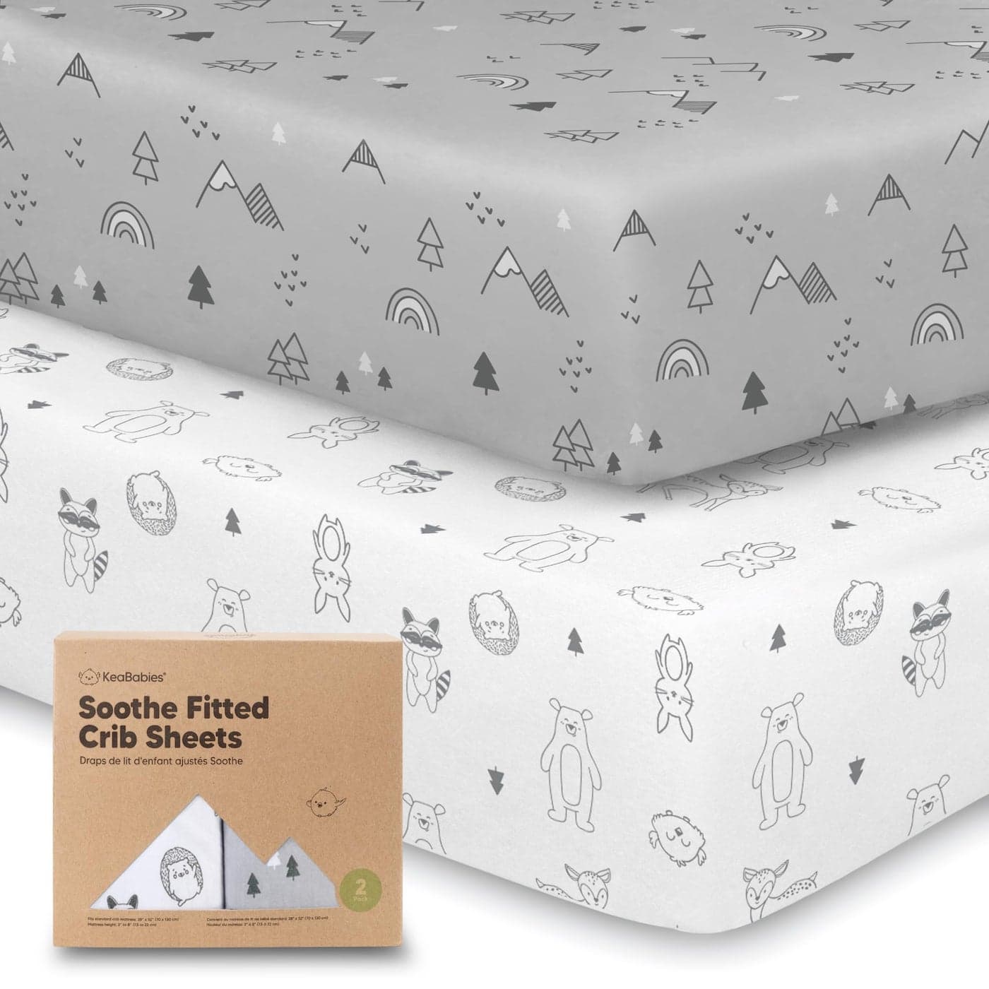 KeaBabies 2-Pack Organic Crib Sheets for Boys, Girls, Jersey Fitted Crib Sheet, Baby Crib Sheets Neutral, Cotton Breathable Crib Sheet, Cute Printed Crib Mattress Sheet, Baby Mattress Sheets(Woodland)