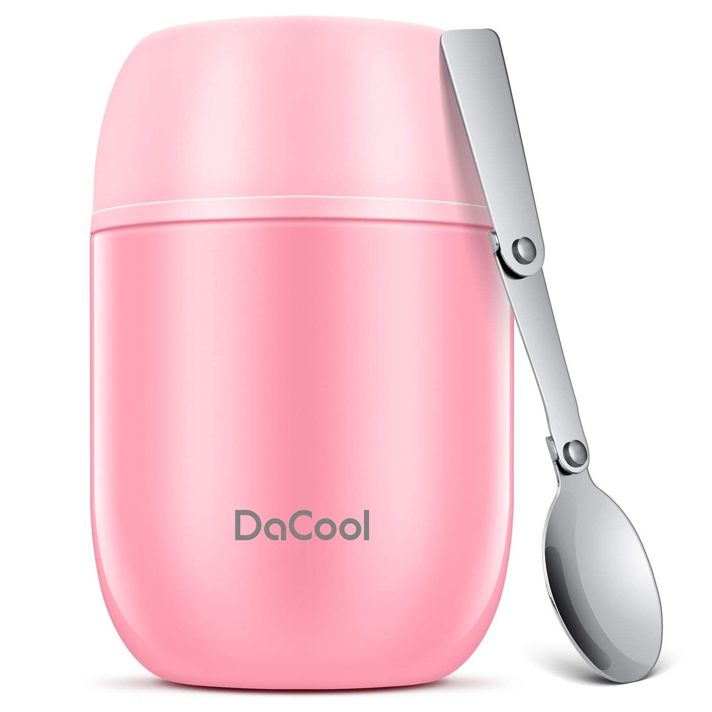DaCool Insulated Food Jar Food Thermo Kids Thermo for Hot Food 16 oz Stainless Vacuum Bento Lunch Thermo for Kids Girls Adult with Spoon Leak Proof for School Office Picnic Travel Outdoors, Pink