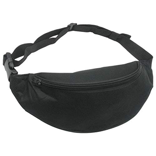 Unisex Fanny Pack for Women Men, Fashion Sporty Multi-purpose 2-Zipper Waist Belt Bag Fanny Pack Waist Bag Adjustable Strap for Sport Hiking Traveling Passport Wallet (Black)