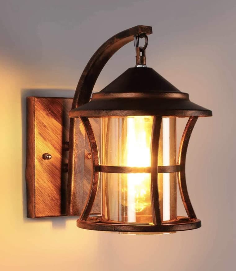 LIODOR 20W Copper Antique Design Metal with Luster Glass Wall Lamp for Living Room (AC,Without Bulb)