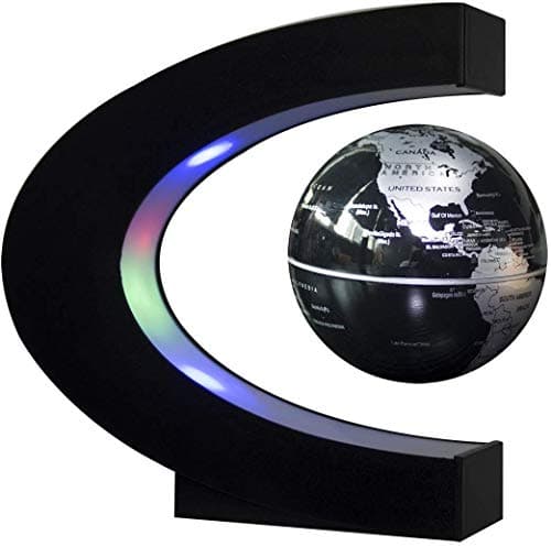 Floating Globe with LED Lights C Shape Magnetic Levitation Floating Globe World Map for Desk Decoration Black