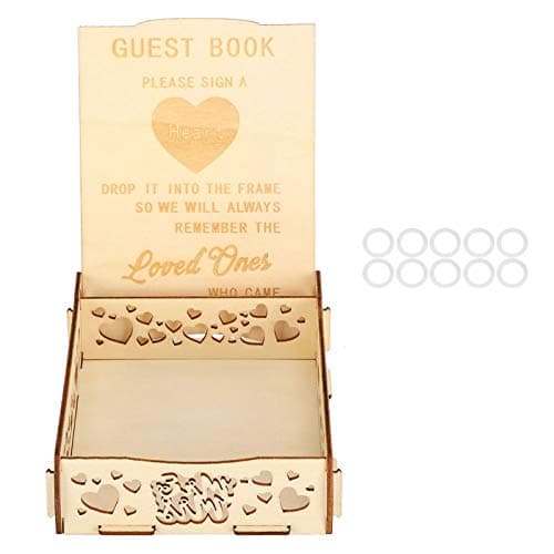 Greensen Wedding Guestbook Wishing Box, Wooden Heart Shape Pieces Holder Box Wooden Heart Guest Book Wedding Sign a Heart Drop Box for Reception Wedding Anniversary 6.7x5.3x1.7in