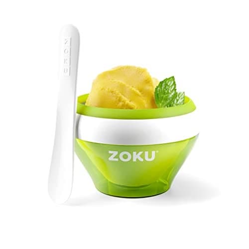 ZOKU Ice Cream Maker, Compact Make and Serve Bowl with Stainless Steel Freezer Core Creates Soft Serve, Frozen Yogurt, Ice Cream and More in Minutes, BPA-free, Red