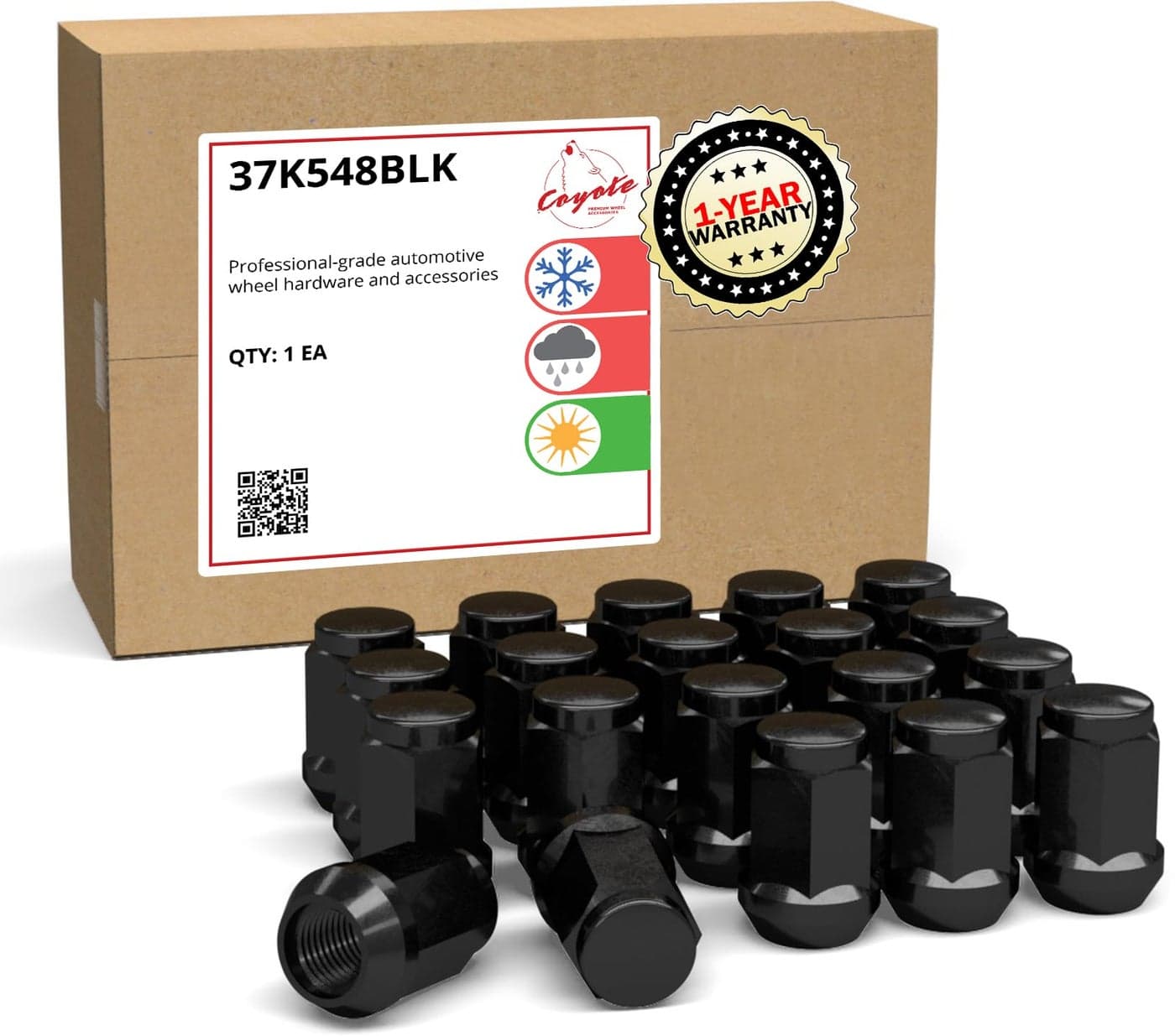Wheel Accessories Parts 20 Pcs M14x1.5 14x1.5 Thread Bulge Acorn 1.4" Long Lug Nuts Black 3/4" 19mm Hex Fits Chevy Camaro Corvette | Dodge Charger Challenger | Ford Mustang | Jeep Wrangler