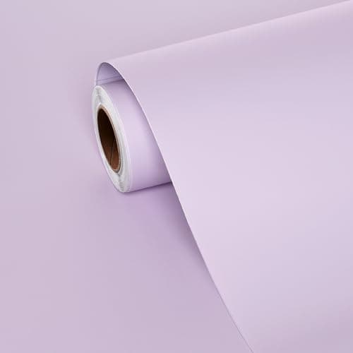 FunStick Pastel Purple Wallpaper for Bedroom Light Purple Contact Paper for Cabinets Peel and Stick Wallpaper Waterproof Removable Wall Paper for Girls Room Bathroom Walls Countertops Desk 12"x200"
