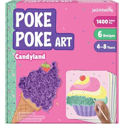jackinthebox Poke Poke Art for Kids Candyland Theme MessFree Fabric Art and Craft Flower Pressing Kits Gift for Kids DIY Activity Boy Gift Easter Gifts for Girls and Boys Ages 4 5 6 7 8