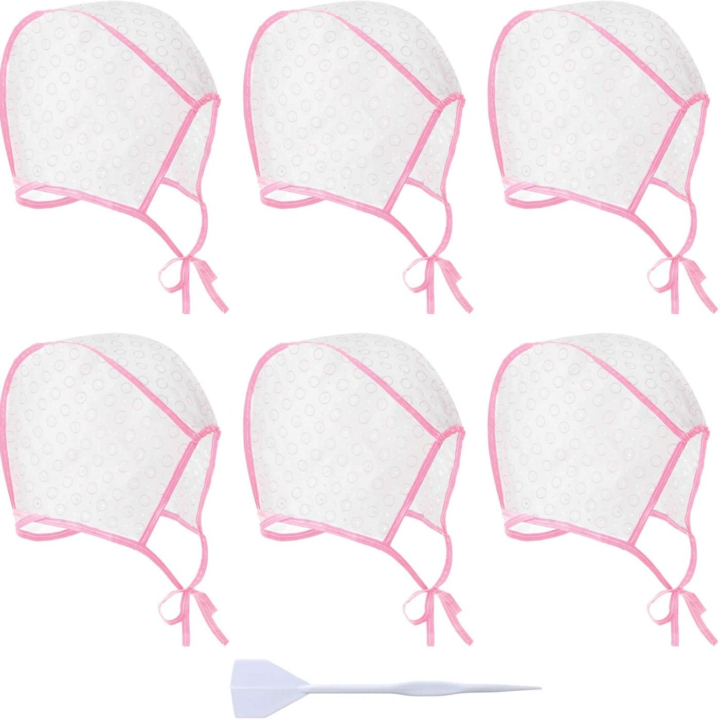 6 Pieces Hair Cap Highlighting Frosting Cap Highlight for Dye Color with Plastic Hooks Hair Coloring Salon Hairdressing Tool Kit SuppliesPink