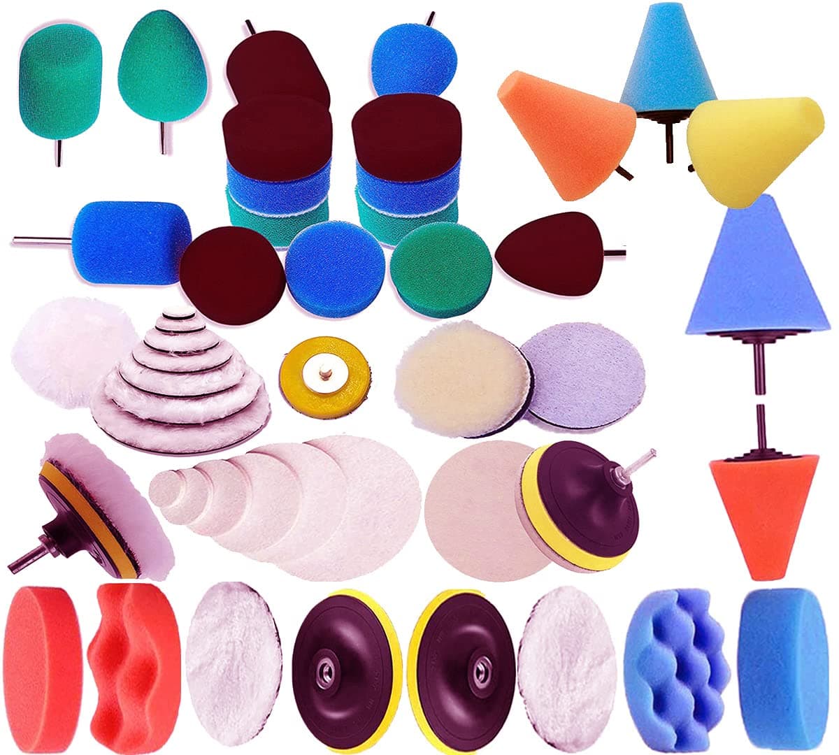 DIY Crafts 30 Pcs 15x2 7inch Mini 13inch Choice 17inch in FeltFurSponge Buffing Waxing Pads Drill Adapter for Tight Areas Detailing Polishing Waxing Sealing Glaze Acce 30 Pcs 15x2 7inch