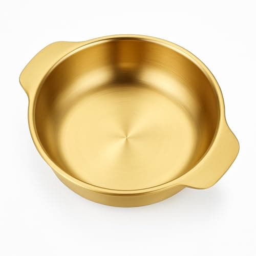 Kruvad Brass Hammered Kadhai | Bronze Cookware & Utensils | Steel Kadai with Handle for Vegetable Cooking & Serving | Brass Color Pan | Nonstick Ramen Pot | 26.5x21x6 cm Cooking Bowl for Kitchen