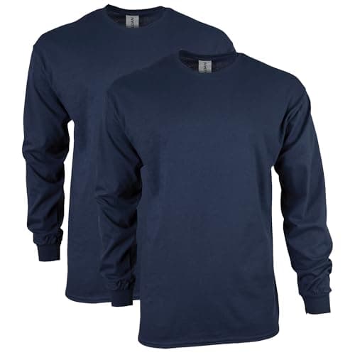 Gildan Men's Ultra Cotton Long Sleeve T-Shirt, Style G2400, Multipack, Navy (2-Pack), X-Large