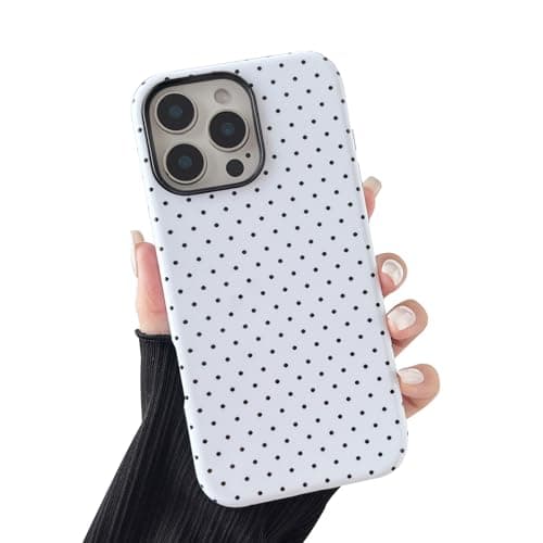 Sayoaho Compatible with iPhone 16 Pro Max Case, Fashion Cute Polka Dot Pattern Aesthetic Design for Women, Soft TPU and Hard Back Shockproof Phone Case for iPhone 16 Pro Max 6.9 inch, White