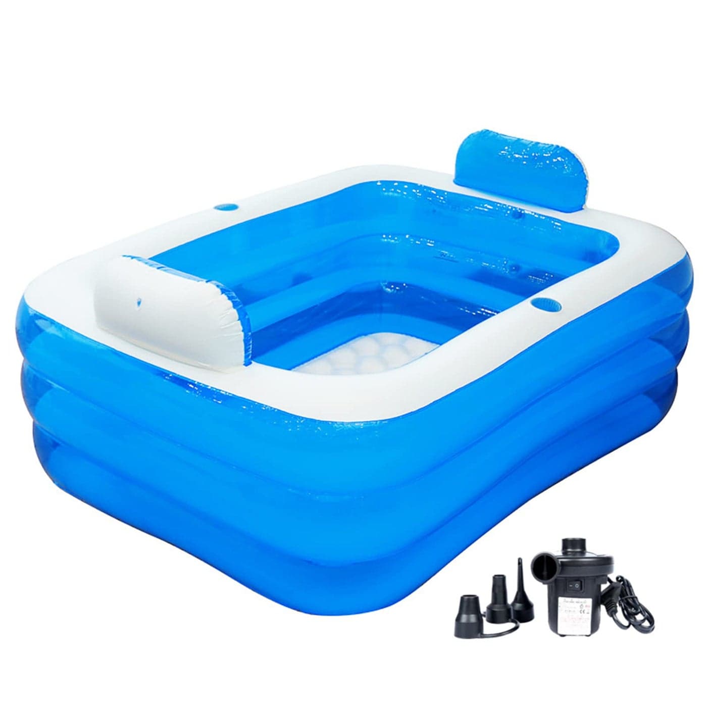 Meimond Inflatable Adult Bath Tub 2 PersonFreestanding Blow Up Bathtub with Foldable Portable Feature for Adult SpaIndoor and Outdoor Universal Folding Pool with Electric Air Pump