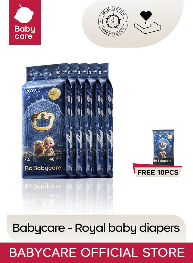 Babycare - Royal Baby Diapers - Size 4 - 9-14 kg - Pack of 5 - 40 Pcs + Free 10 Pcs