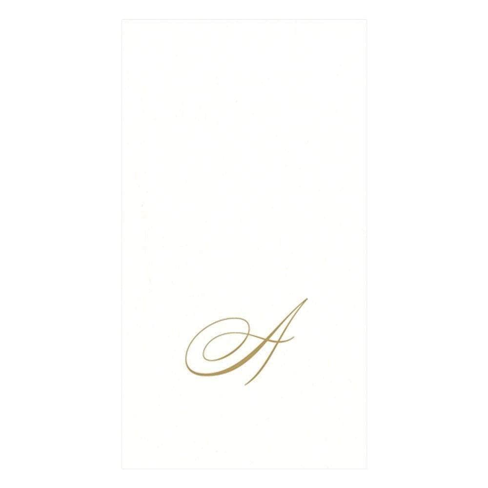Caspari White Pearl Paper Linen Guest Towels Monogram Initial A Pack of 24