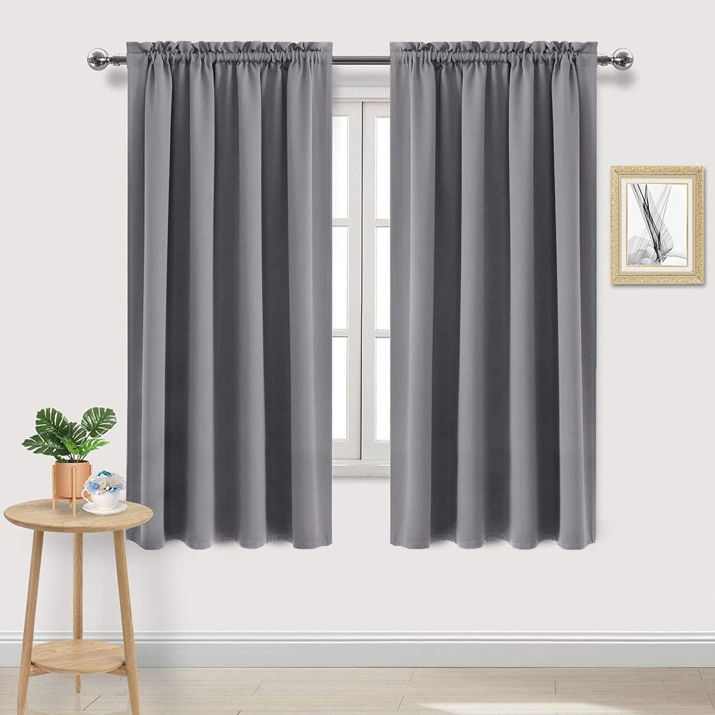 DWCN Grey Room Darkening Blackout Curtains Thermal Insulated Privacy Energy Saving Window Curtain Drapes 52 x 63 inch Length Set of 2 Bedroom Living Room Curtains