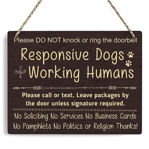 No Soliciting Sign For House Do Not Knock Or Ring Doorbell Wooden Sign for Front Door Farmhouse Baby Room Nursery Home Bedroom Rustic Hanging Sign Set of 1 Wooden Sign With Rope f07