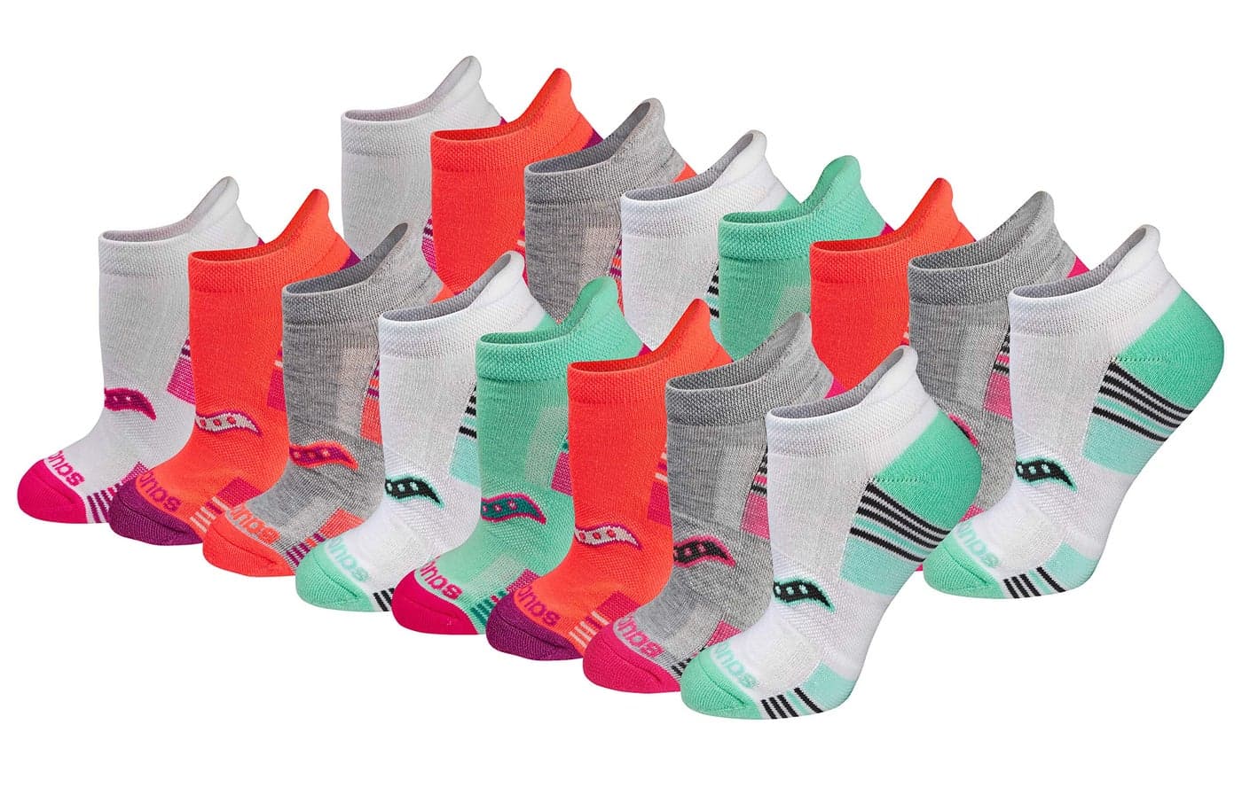 Saucony Womens RunDry Performance Heel Tab Athletic Socks Available in SL 8 24 Assorted Light 16 Pairs Medium