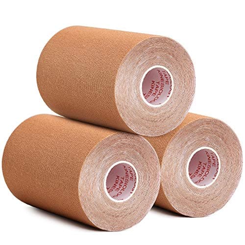 Gsbomzap 3 Pack Kinesiology Tape, 4in x 5.5yd Water Resistant Muscle Support Adhesive Sport Tape for Pain Relief, Latex Free Cotton Elastic Athletic Tape for Joints, Knee, Ankle, Shoulder, Wrist