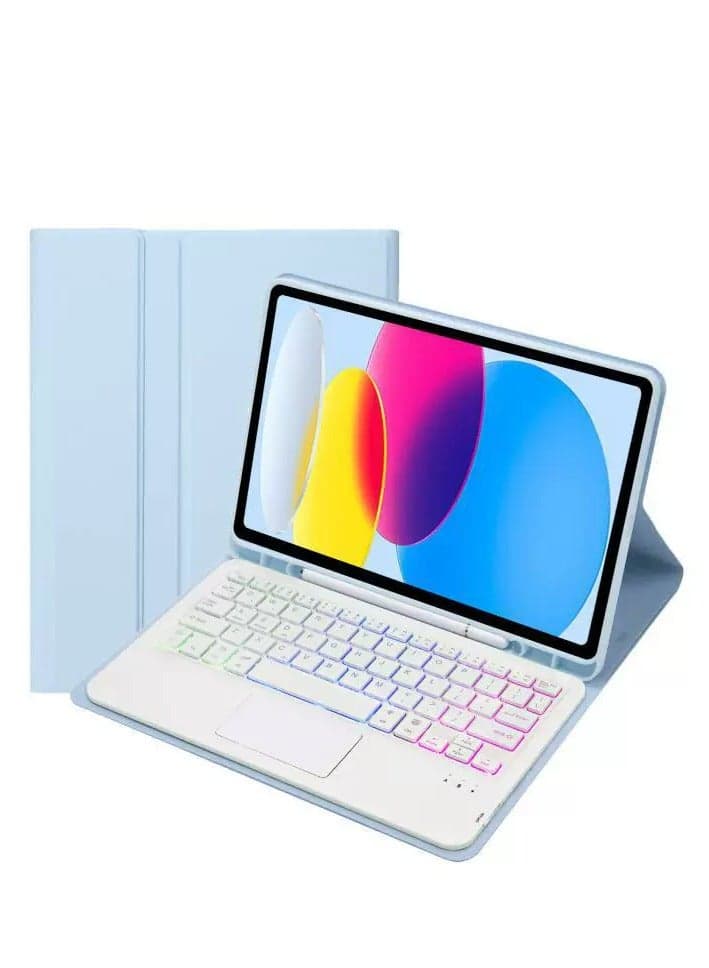 Bilingual Keyboard Case for Samsung Tab A11 Plus 2025, Backlit, Multi-touch Trackpad, Flip Stand Case with Pencil Holder