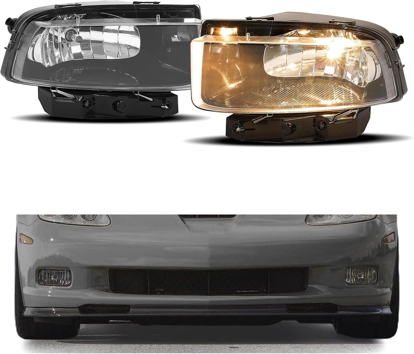 HECASA Fog Light for 2005-2013 Chevy Corvette C6 - Clear Lens Replacement
