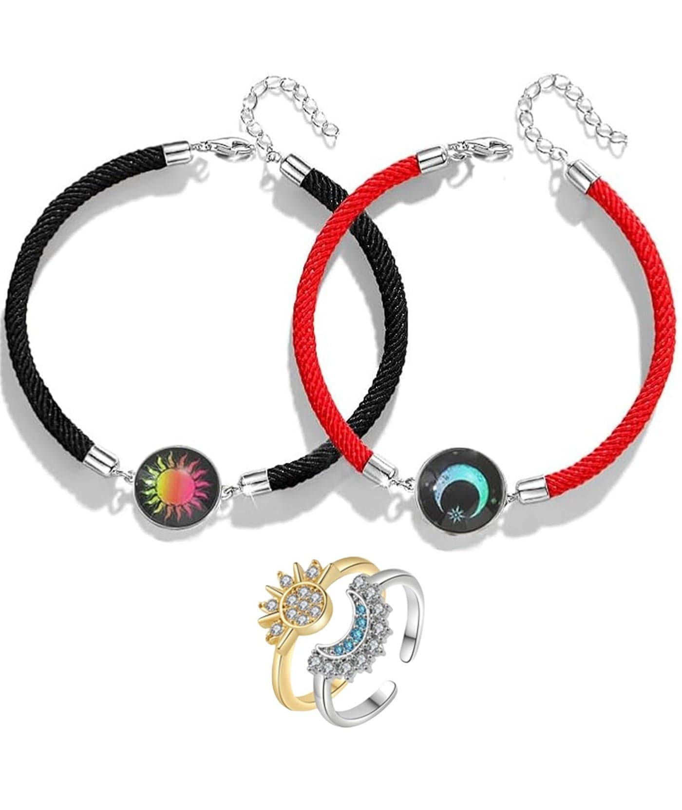 Eqbdilothic 4Pcs Couple Bracelet Long Distance Set,Distance Love Bracelets, Matching Bracelet Suitable for Long Distance Partners