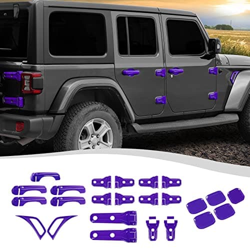 SQQP 24PCS Full Set Exterior Decoration Trim Kit Fit for 2018-2025 Jeep Wrangler JL JLU 2/4 Doors, Door & Hood Hinge Covers Door Handle Side Vent Tailgate Hinge Cover Trim(Purple)