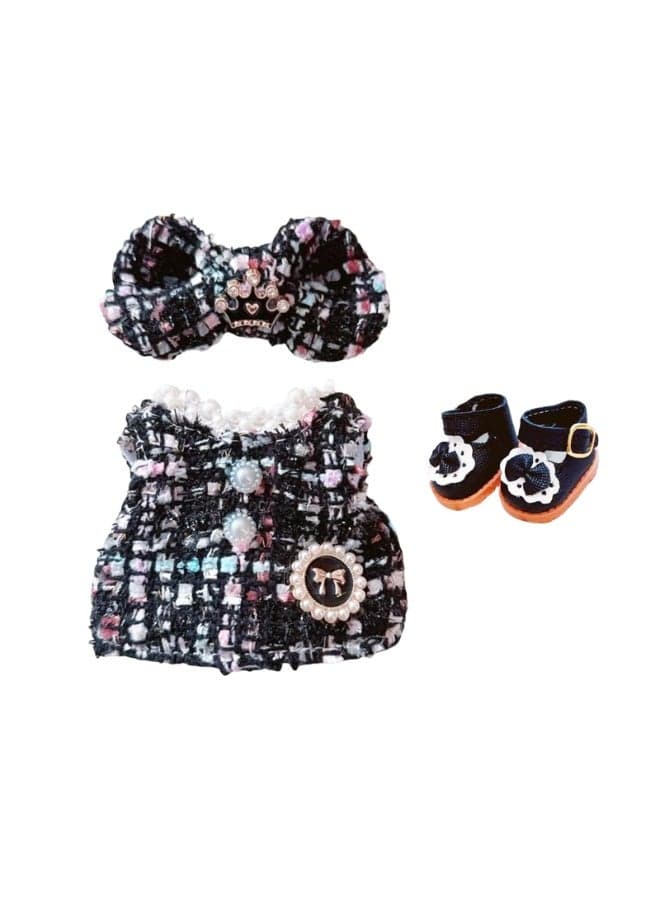 Cute Doll Clothes 17 Cm for Labubu Doll, Bows Hair Clip Coat Shoes for Labubu Clothes Accessories, Doll Accessories Gifts for Girls Boys