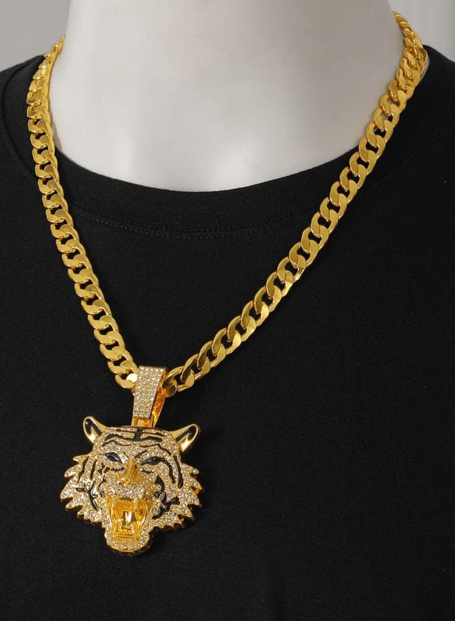Men Tiger Drop Embellished Necklace