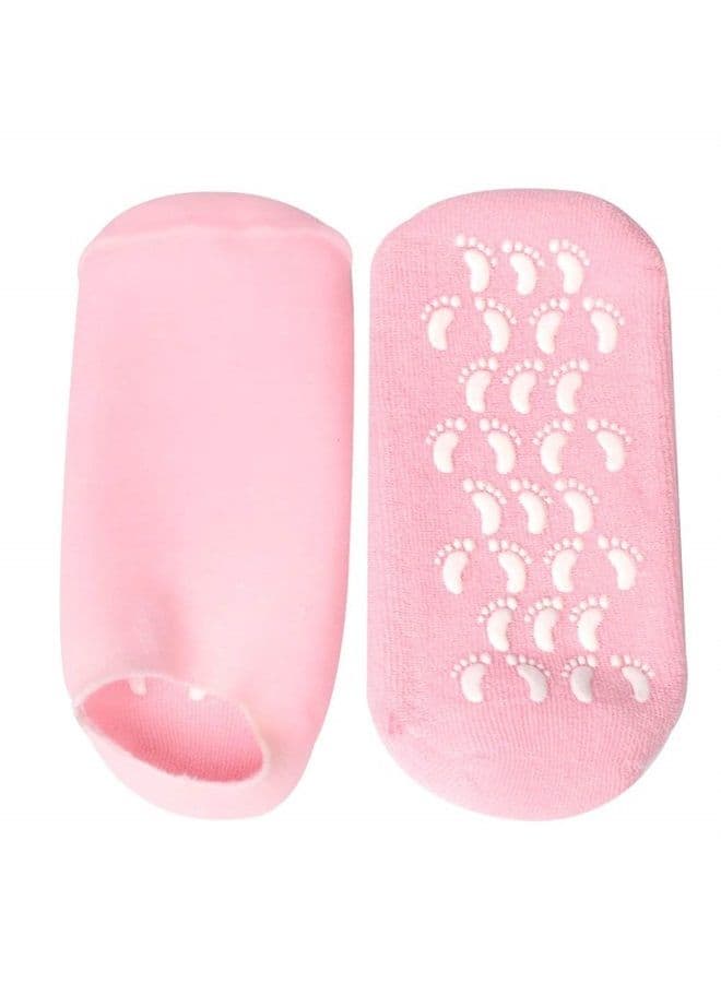 Comfort Gel Socks for Men and Women - Soft Spa Silicone Gel Infused Moisturizing Socks (Pink (3 Pairs))