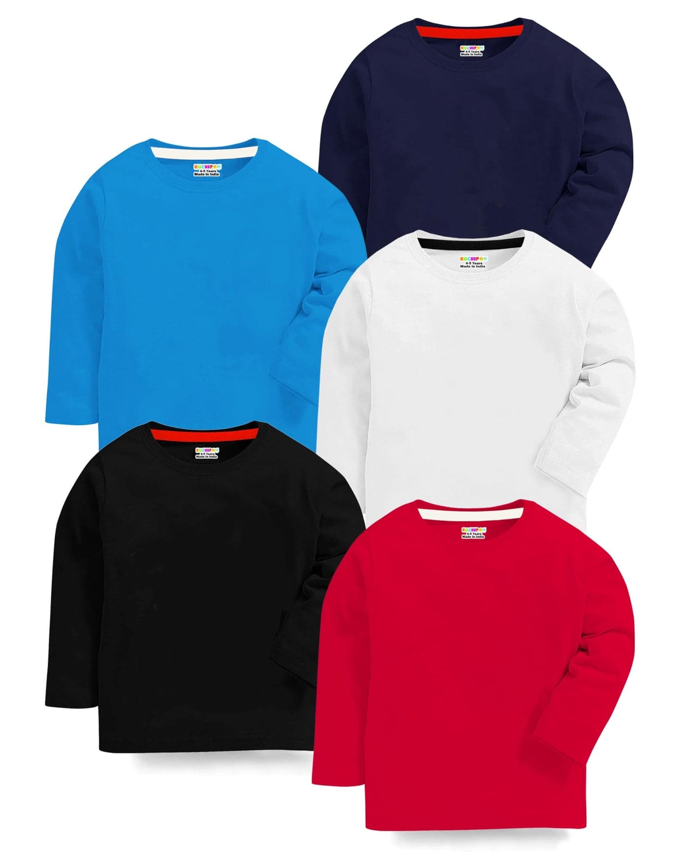 Kuchipoo Boys Regular Fit Full Sleeves Cotton T-Shirts (KUC-TSHRT-561, 8-9 Years, Multi-Colored)