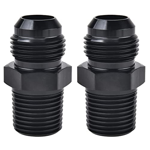 EVIL ENERGY 8AN Male to 38 NPT Fitting Straight Aluminum Black 2PCS
