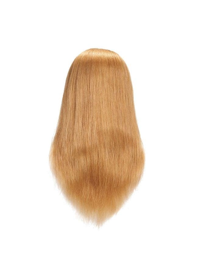 Traininghead 100% Human Hair Mannequin Head Hairdresser Training Head Cosmetology Manikin Head Doll Head With Free Clamp (Light Blonde)