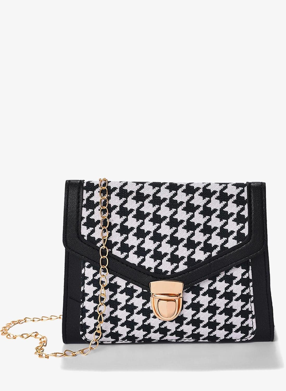 Houndstooth Weave Black & White Cross Body Bag