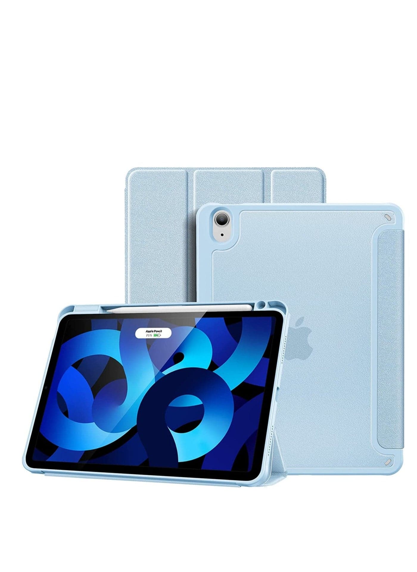 iPad Air 5/4 10.9 Inch Case 2022 2020 with Pencil Holder, Trifold Lightweight Hard Shell Slim Smart Cover for 10.9" iPad Air 5th 4th Generation -SkyBlue