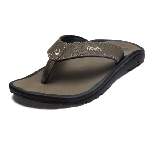 OLUKAI Ohana Men's Beach Sandals, Water Resistant Flip Flops, Arch Support & Comfort Fit, Lightweight & Durable, Enhanced Grip & Traction, Kona/Kona, 10