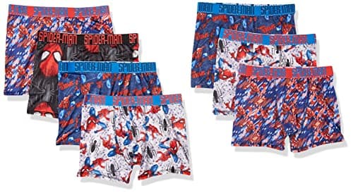 Spiderman Exclusive 7-PK Athletic Boxer Briefs with Multiple Print Options sizes 4, 6, 8, 10,12