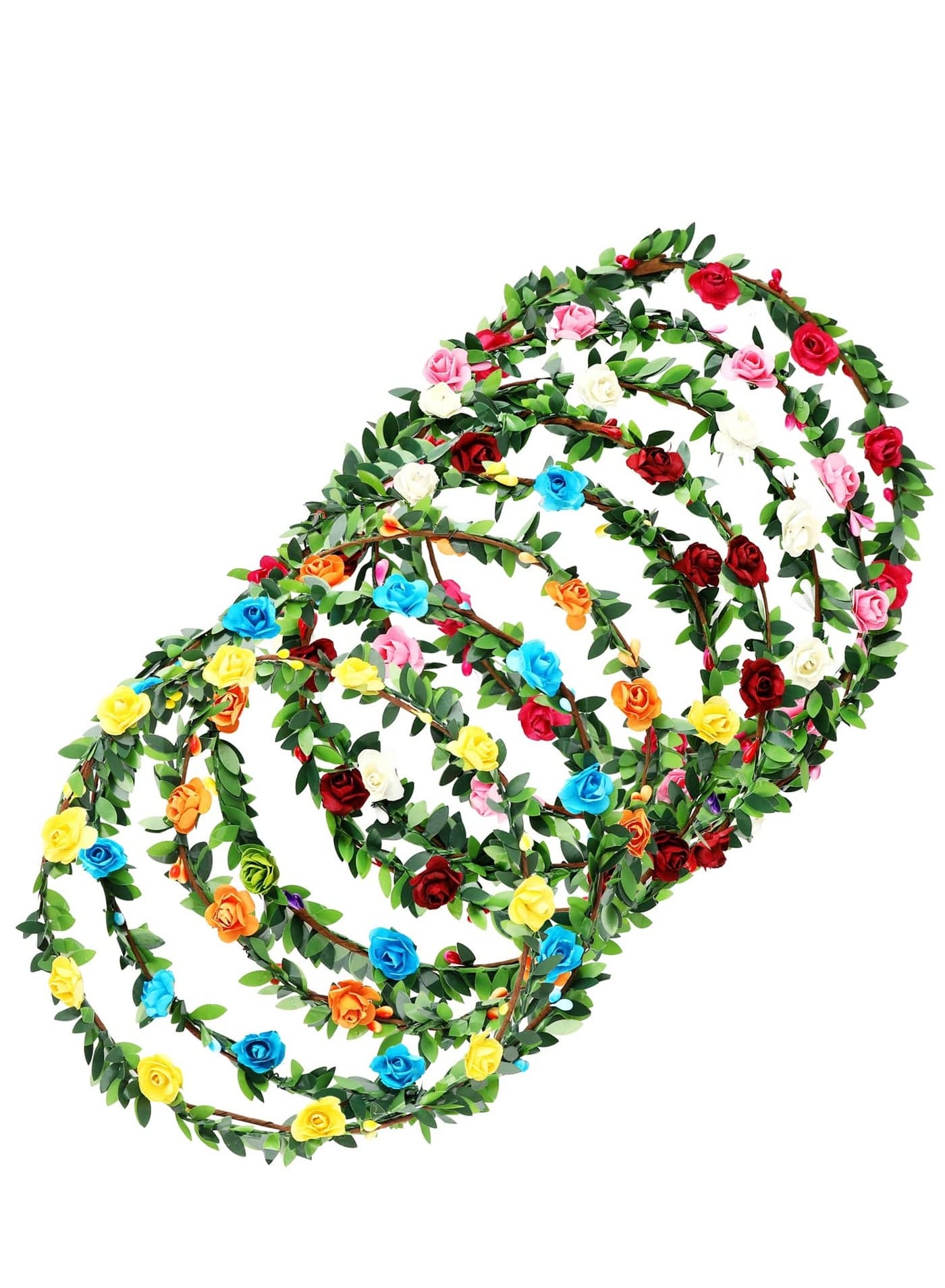 Flower Crown, 8 PCS Flower Headband for Women Girls, Multicolor Floral Hair Bands Wreath, Boho Flower Head Bands Hair Wreath Accessories Tiara for Wedding Party Photo Props