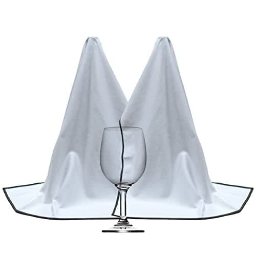 POLYTE Professional Microfiber Wine Glass Fine Polishing Cloth (18x28, 2 Pack, White/Black)