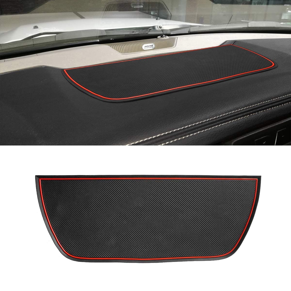 Auovo Dashboard Mat Cover for Ram 1500 2500 3500 Accessories Interior 20112018 Pickup Car Dash Pad Trim Rubber Soft Tray1 PCS Red Trim